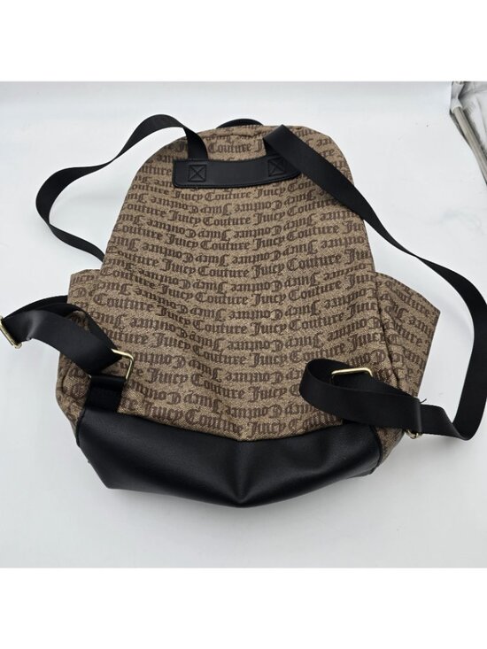 Juicy Couture Backpack Brown Monogram Logo Mini Backpack Black Trim
